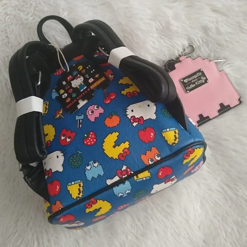 Loungefly Loves Hello Kitty Pac-Man Mini Backpack and Pink Pac-Man Coin Pouch